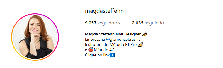 Perfil da Magda Steffenn no Instagram, com mais de 9 mil seguidores